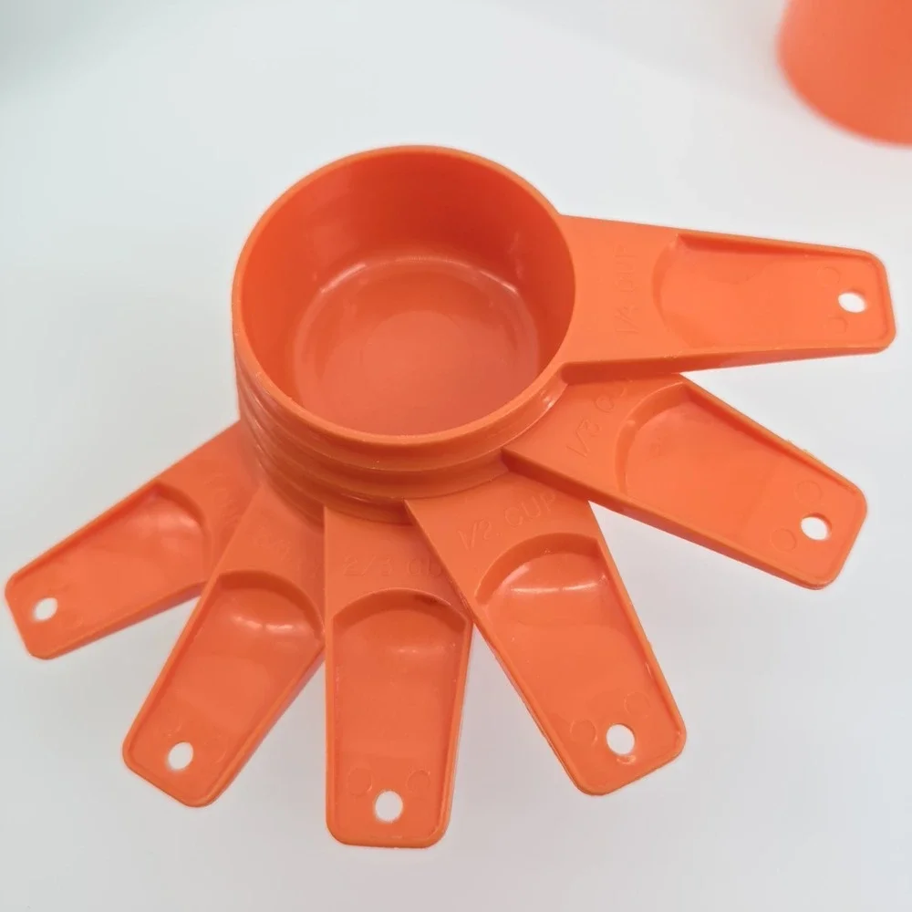 Tupperware Orange 6 Measuring Cups 7 Spoons Sets Include D-Ring & Slimline 32oz
